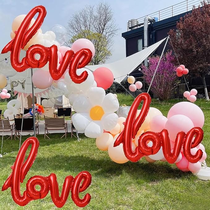 Valentines Day Balloons LOVE Balloons Red Love Foil Balloons for Valentine's Day Party Decorations Valentines Day Anniversary Wedding Valentines Decorations Decor Supplies 3pcs