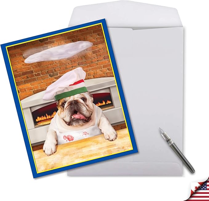 NobleWorks Extra Large Hysterical Birthday Greeting Card From Us 8.5 x 11 Inch with Envelope (1 Pack) Oversize Jumbo Bday Pizza Dog J3208BDG-US