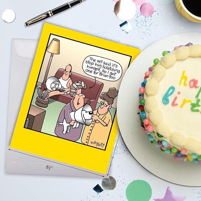 NobleWorks -1 Funny Birthday Card Inappropriate (8.5 x 11 Inch) - Humor Cartoon Bday Notecard with Envelope - Stop Scratching J8304BDG