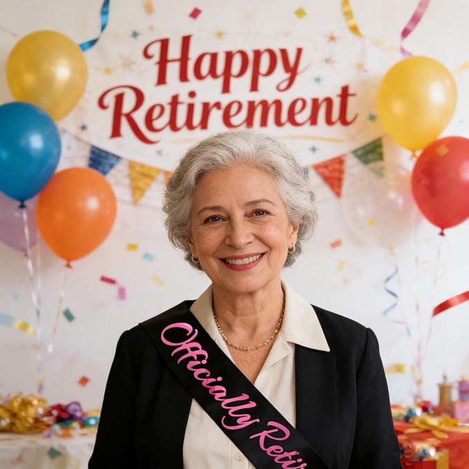 Officially Retired Sash, Reitrement Sash for Men and Women Retirement Party Decorations Supplies, Black + Pink(Officially Retired)