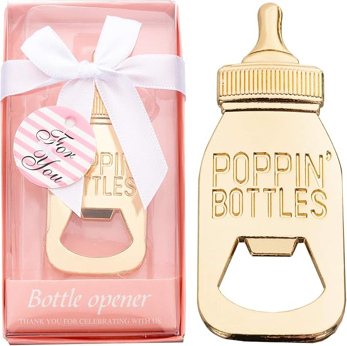 24 Packs Poppin Bottle Opener for Baby Shower Favors,Gifts,Decorations and Souvenirs for Guests