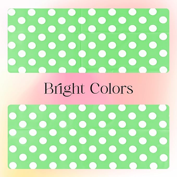 1 Piece Lime Green Polka Dot Rectangle Tablecloth - 54x72“ Decorative & Stain Resistant Table Cloth with Polka Dot Pattern, Table Cover for Dining Table, Buffet, Wedding, Camping, Party & Wedding