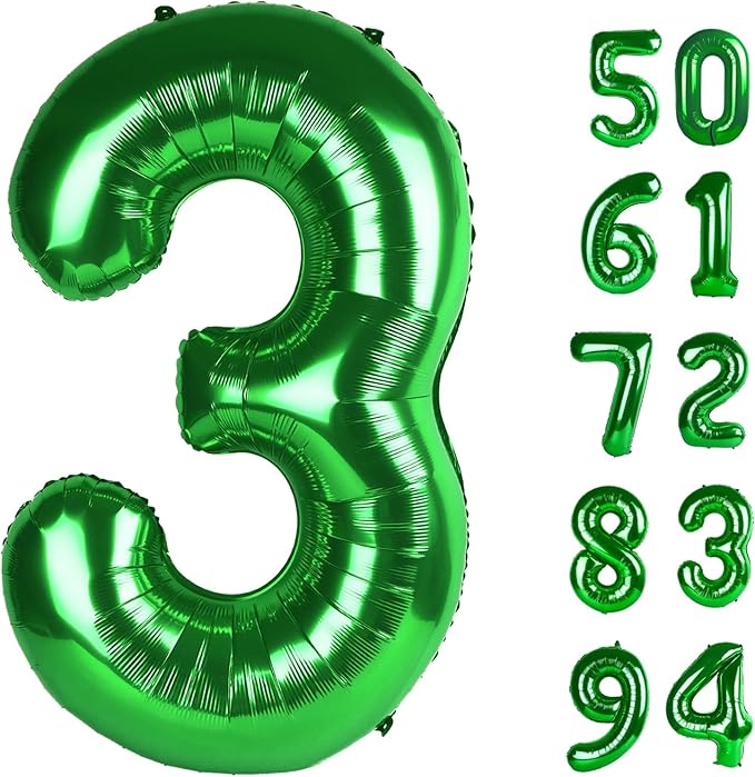 Green 3 Balloon, Number Balloons 40 Inch, 3rd Birthday Decorations for Kids Girls Boys, Men Women Green Party Supplies for Party Decorations, Number 3 Balloon, St. Patrick's Day Birthday Decorations