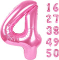 Pink Number 4 Balloon 40 Inch, Big Large Foil Helium Number Balloons,Jumbo Giant Mylar Self Inflating Number 0 Balloons for Birthday Party Decorations Supplies