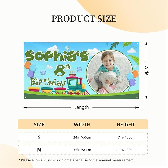 Custom Happy Birthday Banner Personalized Banners and Signs with Photo Name for Women Men Kids Party Decorations Supplies Indoor Outdoor Birthday Gifts Style 27