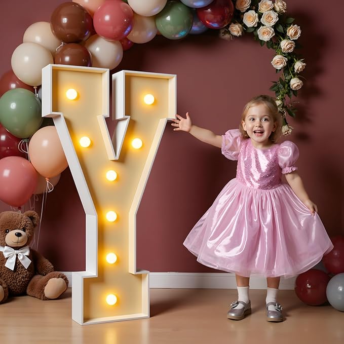 imprsv 3FT Block Marquee Letters, Light Up Letters for Birthday Baby Shower Party Backdrop Decor, Large Light Up Y for Wedding Decorations Engagement Party Decorations