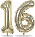 Gold 16th Birthday Balloons for Boys Girls, 40 Inch Champagne Gold Foil Number 1 and 6 Balloons Self Inflating Light Gold 16 Balloons Number for Men Women 16th Anniversary Party Decorations Supplies