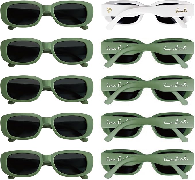 Bride Squad Bachelorette Party Favors 10 Pcs Team Bride Sunglasses Retro Rectangle Bridesmaid Gifts Sunglasses