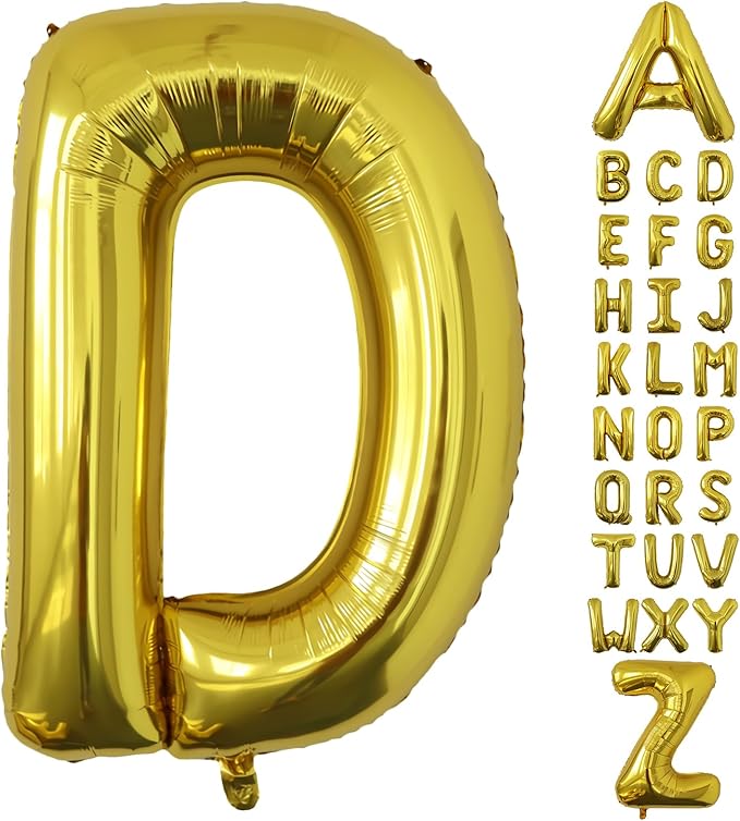 Letter Balloons Gold Party Balloon - 40 Inch Large Gold Letter D Balloon, Letter Balloon Birthday Decorations, Balloon for Women Men Anniversary Party Decorations Supplies