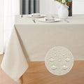 Rectangle 4 Feet Tablecloth 52x70 inch Linen Textured Table Cloth Stain and Wrinkle Resistant Washable Polyester, Decorative Table Cover Waterproof for Dining, Buffet and Camping, Beige