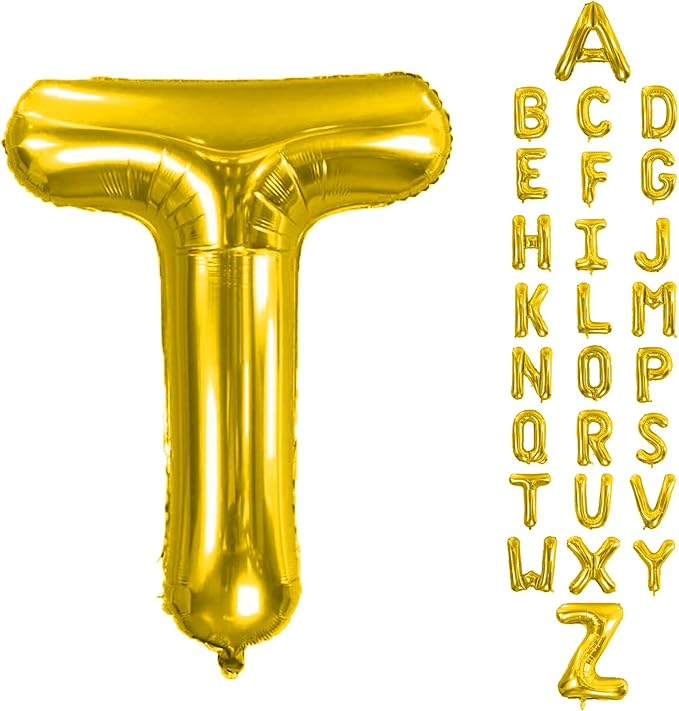 Letter Balloons 40Inch Large Giant big Foil Mylar Gold Balloons T for Birthday Party Decorations