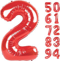 Red 2 Balloon, Number Balloon 40 Inch, Two Number Birthday Decorations, Second 2nd for Birthday Party Supplies, Number 2