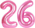 40 Inch Pink Mylar Foil Number 26 62 Birthday Balloon, 26 Boy Girl Party Decorations Supplies, Big Helium Balloons Numbers for 26 62 Men Women Anniversary