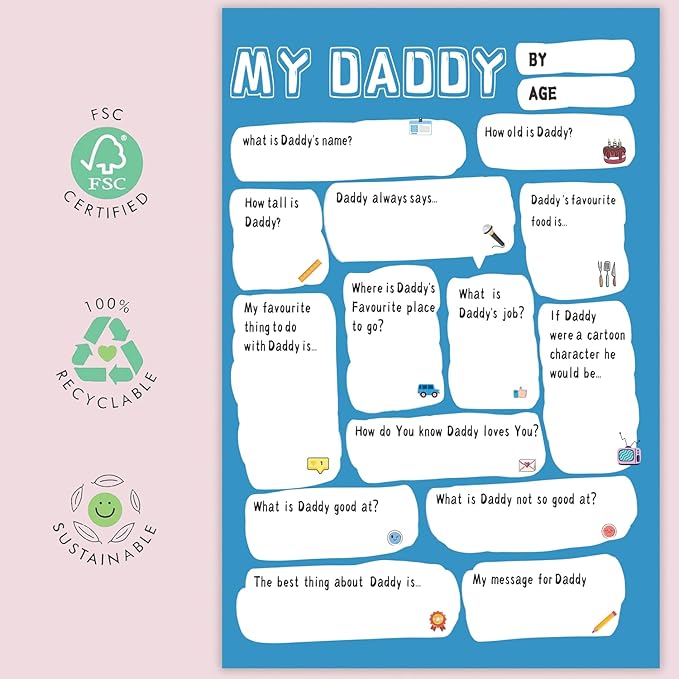 UUEFKTN Cute Daddy Birthday Card Gift from Son Daughter Kids Toddler Wife, Dad Birthday Gift Ideas, Funny Diy Fathers Day Card from Son Daughter Kids Wife, Best Daddy Toddler Children DIY Cards