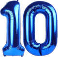 10 Number Balloons, Dark Blue Balloons for Man Woman 10th Birthday Decoration, Foil Number Ballon for 10, 100 Anniversary, Bridal Shower, Graduation, Halloween, Christmas, New Year