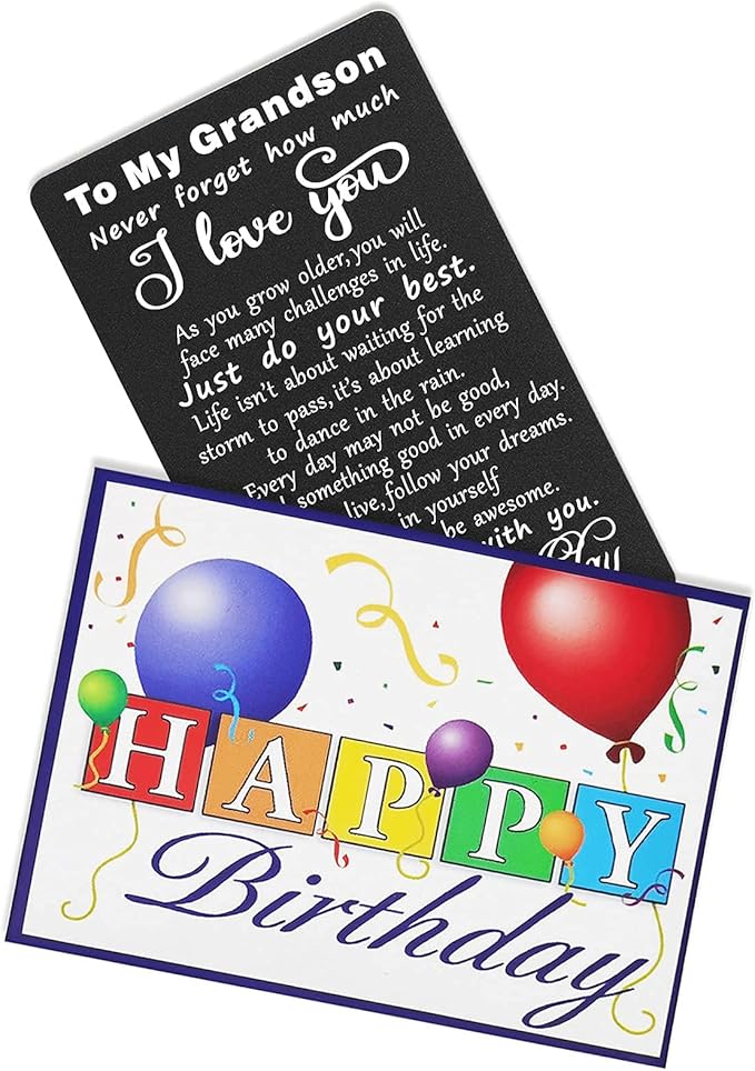 TANWIH Grandson Birthday Cards, Happy Birthday Grandson, Inspirational Gift for Granson Birthday