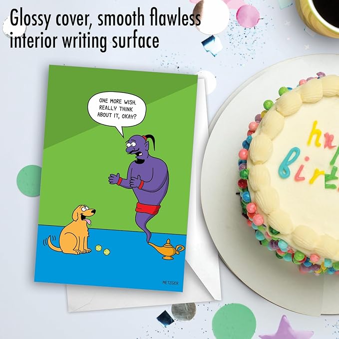 NobleWorks - 1 Funny Animal Card for Birthdays - Pet Cat and Dog Humor, Birthday Notecard with Envelope - Dog Wishes C3673BDG