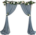 Sheer Chiffon Backdrop Curtains 10ft x 10ft(5ft x 2Panels)， Chiffon Fabric Drapes for Wedding, Long Sheer Curtain for Living Room, Arch Party Stage Decoration(Dusty Blue, 120 x 120 Inch)