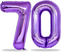 Purple Number 70 Birthday Balloons, 40 Inch Large Purple Mylar Foil Number 7 & 0 Balloons for Women, 70th Birthday Balloons for 70 Year Old Anniversary Birthday Party Decorations Supplies