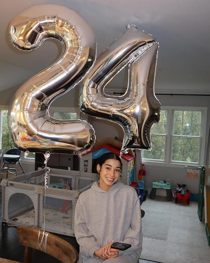 Silver Number 8 Balloon 40 Inch, 8 Balloon Number, 8th Birthday Decorations, Silver Party Supplies for Boys Girls