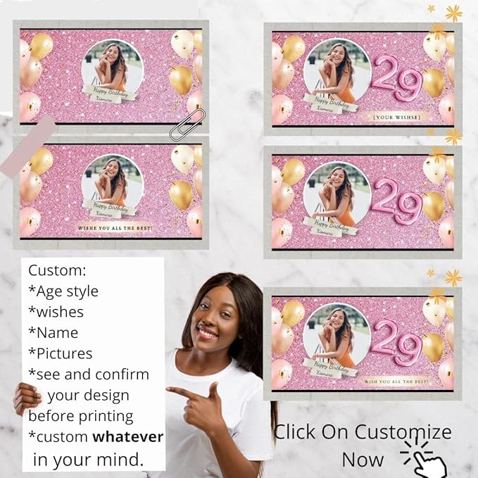 Custom Happy Birthday Vinyl Banner Sign, Personalized Party, Gift, and Decoration - from NiceMemoryLLC. (Style-17)