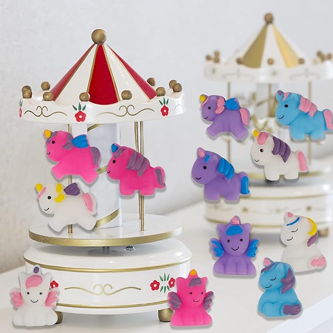24 Pcs Squishy Toys, Unicorn Kawaii Mochi Squishies, Unicorn Party Favors Stress Relief Toys, Goodie Bags Christmas Birthday Gifts Classroom Prizes for Kids (Unicorn)