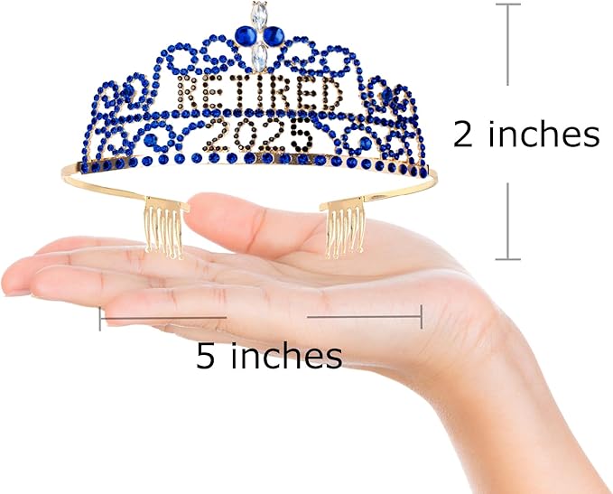 2025 Retirement Tiara & Sash - Officially Retired Sash & Crown for Parties, Events, Gifts, Favors, and Decorations (2025 Blue)