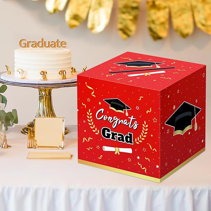 Graduation Decorations 2026 Red Graduation Card Box Graduation Party Decorations,Graduation Box,Congrats Grad Gifts Box for 2026 Graduation Party Supplies Favors