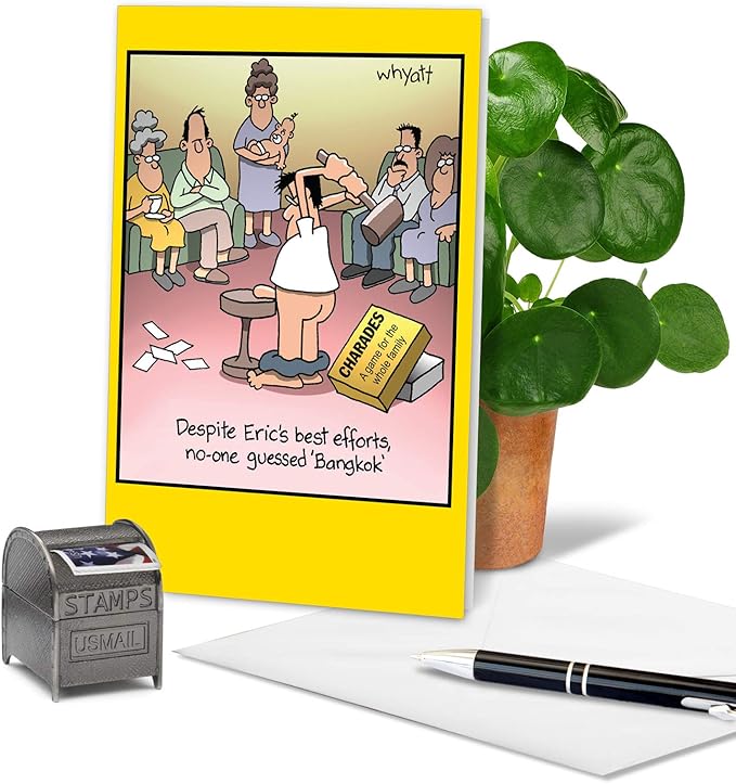 NobleWorks Funny Birthday Greeting Card with 5 x 7 Inch Envelope (1 Card) Bday Bangkok Family Game 8300Z