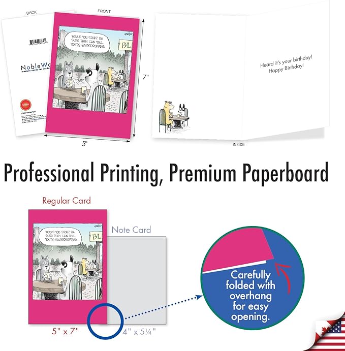 NobleWorks, Funny Birthday Greeting Card with 5 x 7 Inch Envelope (1 Card) Bday Eavesdropping Dog C10874BDG