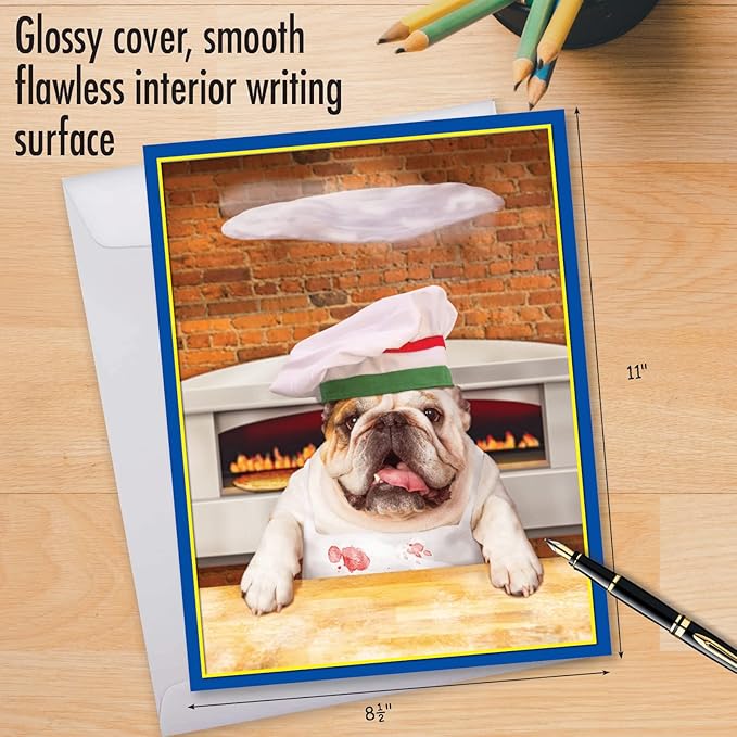 NobleWorks Extra Large Hysterical Birthday Greeting Card From Us 8.5 x 11 Inch with Envelope (1 Pack) Oversize Jumbo Bday Pizza Dog J3208BDG-US