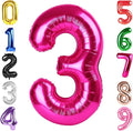 40 Inch Hot Pink Number 3 Balloon, Giant 3 Number Balloons for 3rd Birthday Decorations, Party Supplies for Baby Boy Girl, Hot Pink Party Decor