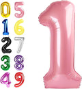 Number 1 Balloons 40 Inch, Pearl Pink Balloons for Birthday Party Decoration, Big Number Ballon for 1, 10, 11, 12, 13, 21, 100 Celebration, Boy and Girl Birthday, Baby Shower, Anniversary Decor
