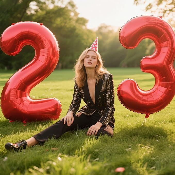 40 Inch Red Number 23 Digital Balloon,Jumbo Mylar Foil Helium Balloon for 23 Balloons for Birthday Party,Wedding Anniversary Party Decorations