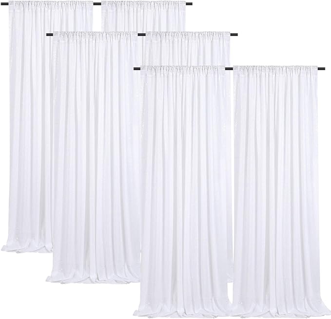 B-COOL White Sequin Backdrop Curtain 6 Panels 2ftx8ft Wedding Shiny Curtains Drapes for Wedding Birthday Baby Shower Party Background Decorations