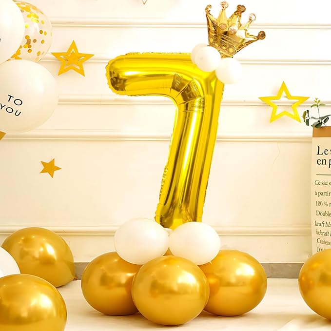 Gold Number Balloons Birthday Balloons - Giant Gold Number 7 Balloon 40 inch, Numbers Balloon Birthday Decorations, Gold Party Supplies for Women Men