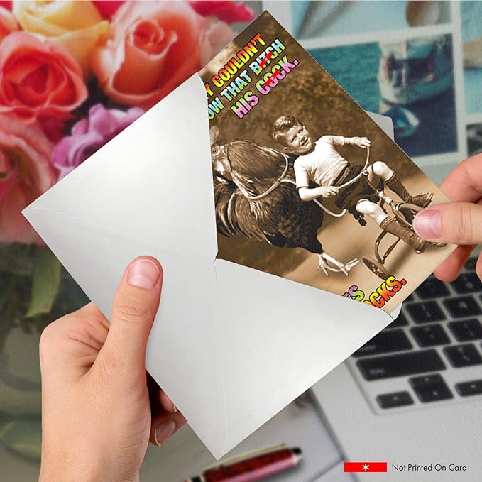 NobleWorks -1 Funny Birthday Card for Men - Inappropriate Grown-Up Humor, Hilarious Birthdays (Buyer Discretion Advised) - B-tches Love C-ck 8002