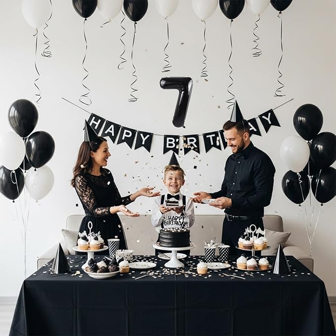 TONIFUL Number Balloons 16 Inch Black 2 Set 0-9 Number Mylar Foil Balloons 20 Pcs Custom digitalal for 2026 New Year Eve Birthday Party Engagement Graduations Anniversary Baby Shower Decor