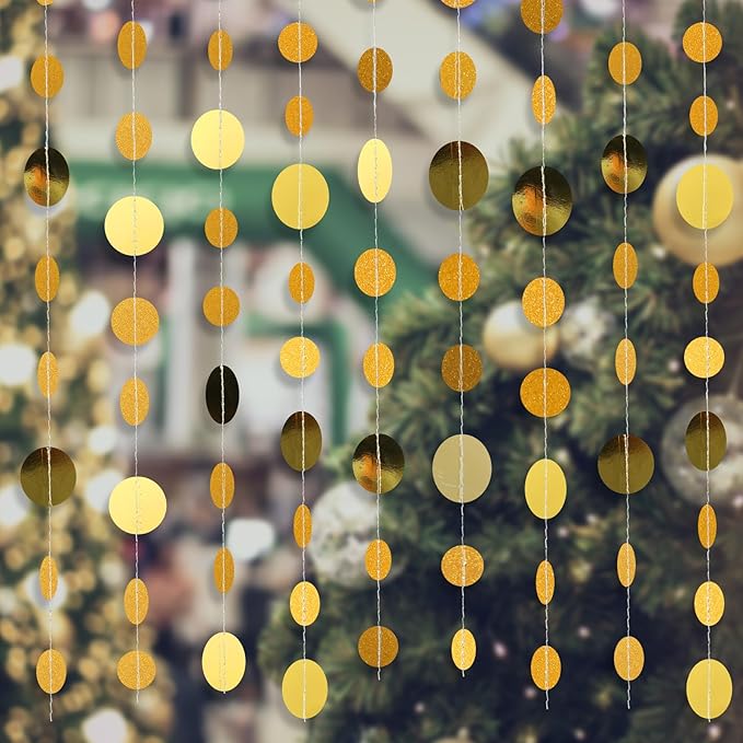 Syhood Party Decorations Paper Dot Circle Garlands Glitter Streamers Hanging Banner Decor for New Year Baby Shower Wedding Birthday Backdrop Supplies