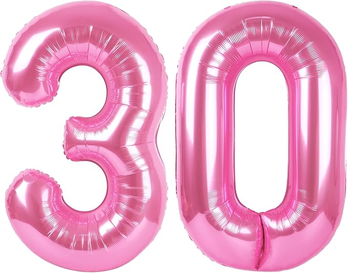Pink 40 Inch 30 Number Balloons, Balloon Decorations for 30 Birthday, Foil Giant 30 Birthday Graduations Anniversary Party