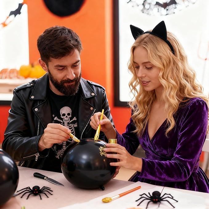 100PCS Halloween Balloons Garland Arch - MAQIHAN Halloween Birthday Party Decorations Indoor Matte Orange Black Purple Green White Latex Balloons Globos Para Fiestas Ballon Decoration Supplies 12 Inch