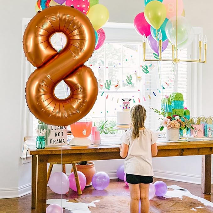 TONIFUL 40 Inch Orange Large Numbers Balloon 0-9 Birthday Party Decorations,Big Number 8 Foil Balloon Digital 8 for Birthday Party,Wedding, Bridal Shower,Engagement,Graduations,Anniversary,Baby Shower