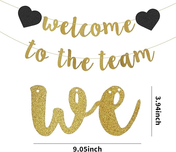 Welcome to The Team Banner Black Gold Glittery Welcome Banner for New Employee Team Member Coworker Staff Colleague New Teacher Welcome Party Banner Garland Decorations Welcome Banner for Office Party
