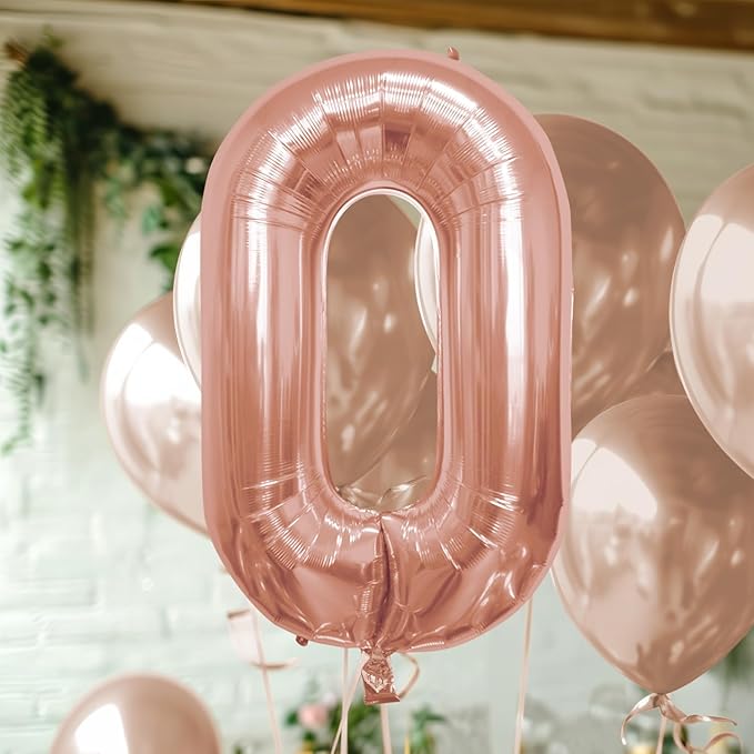 40 Inch Large Rose Gold Number Celebration and Decoration Balloon for Birthday Parties, Graduations, Anniversaries, Weddings, Photo Shoots, Special Events (Rose Gold Number 0)