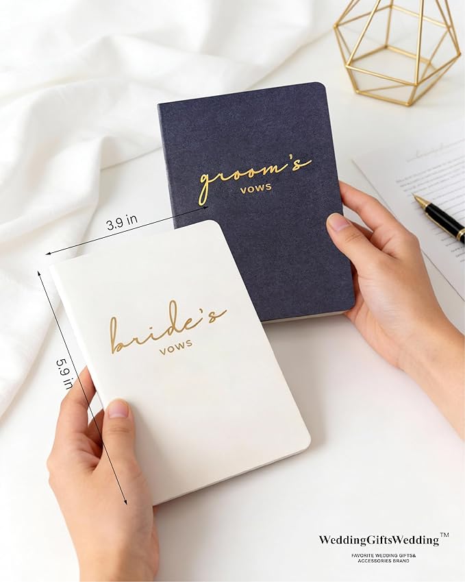 WeddingGiftsWedding Vow Books for Bride and Groom, His and Hers Vow Books for Wedding-Soft Touch Gold Foil Engraving, Engagement | Wedding Essentials