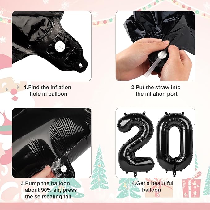 40 Inch Black Number Balloons, 2026 Number Balloons, New Years Decorations, 2026 Balloon for Graduation Happy New Year and 2 6 20 26 Birthday Parties
