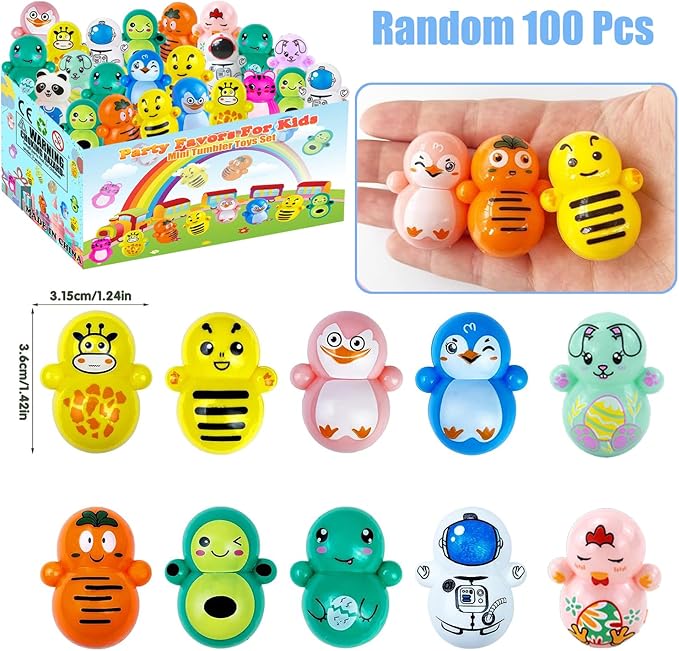 100PCS Mini Tumbler Toys Party Faovrs Pinata Goodie Bag Stuffer Fillers for Kids, Treasure Box Toys for Classroom Preschool Kindergarten Graduation End of the Year School Students Prizes