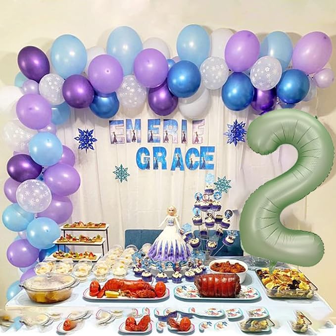 Number 2 Balloon, Large number balloons 40 inch, 2nd Birthday Party Decorations Two Birthday Sign Decor, Sage Green