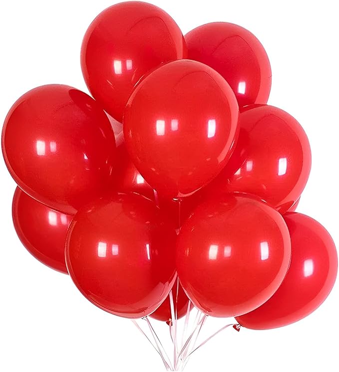 110pcs Red Balloons 12inch Red Latex Party Balloons for Valentine's Day, Graduation, Wedding, Birthday, New Year, Baby Shower, Christmas, Anniversary Party Decorations