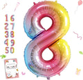 Smlpuame 40 Inch Number Balloons 0-9 Rainbow Gradient Large Number 8 Balloons, Digital Balloons for Birthday Party Celebration Decorations, Helium Foil Number Balloons for Wedding Anniversary